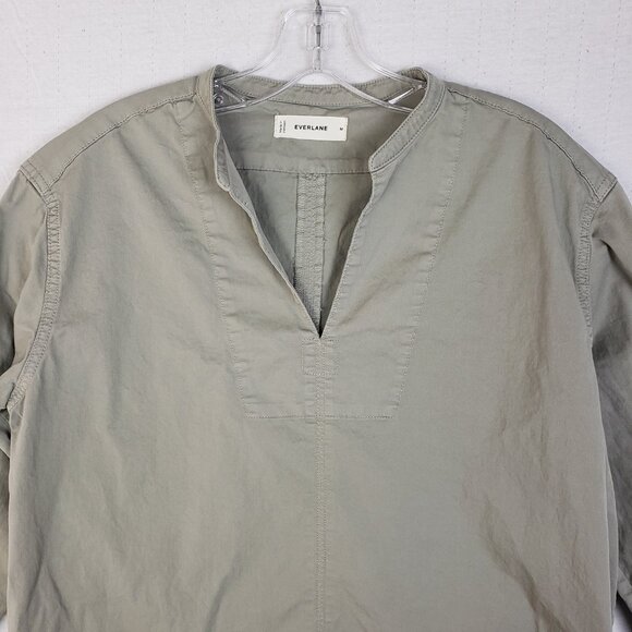 EVERLANE Long-Sleeve Utility Mini Dress Sage Green M Organic Cotton Minimalist - Picture 4 of 16
